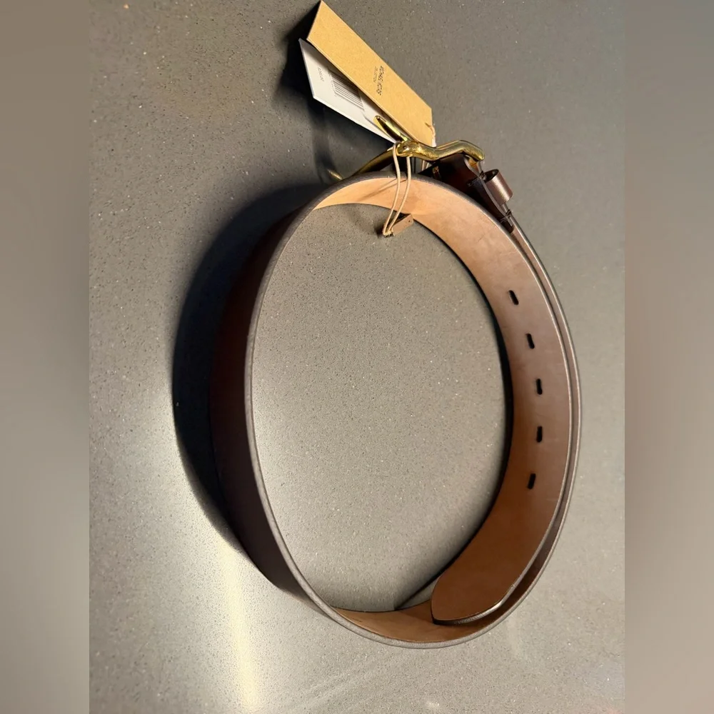 Michael Kors Collection Dark‎ Brown Leather Belt with Gold Buckle Small NEW